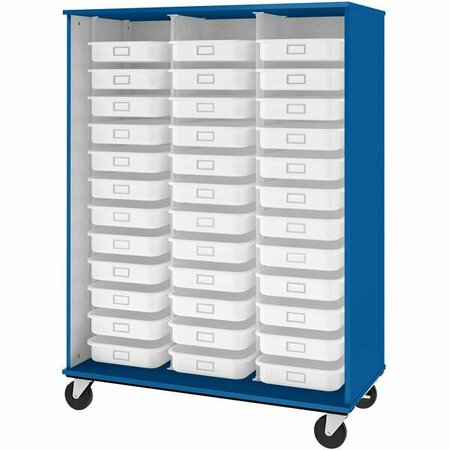 I.D. SYSTEMS 67'' Tall Royal Blue Mobile Open Storage Cabinet with 36 3 1/2'' Trays 80274Z67045 538274Z67045